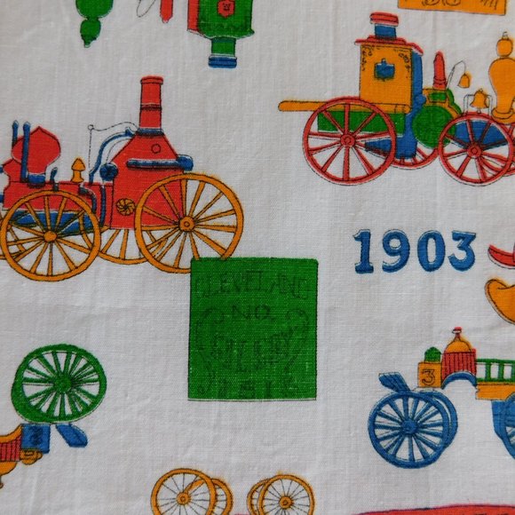 3 yds Boston engine Phoenix hose fireman cotton fabric vtg quilt sewing material - Picture 3 of 11
